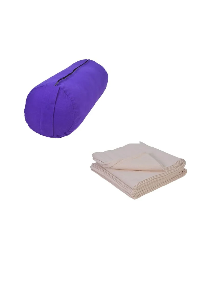 bolster and yoga blanket